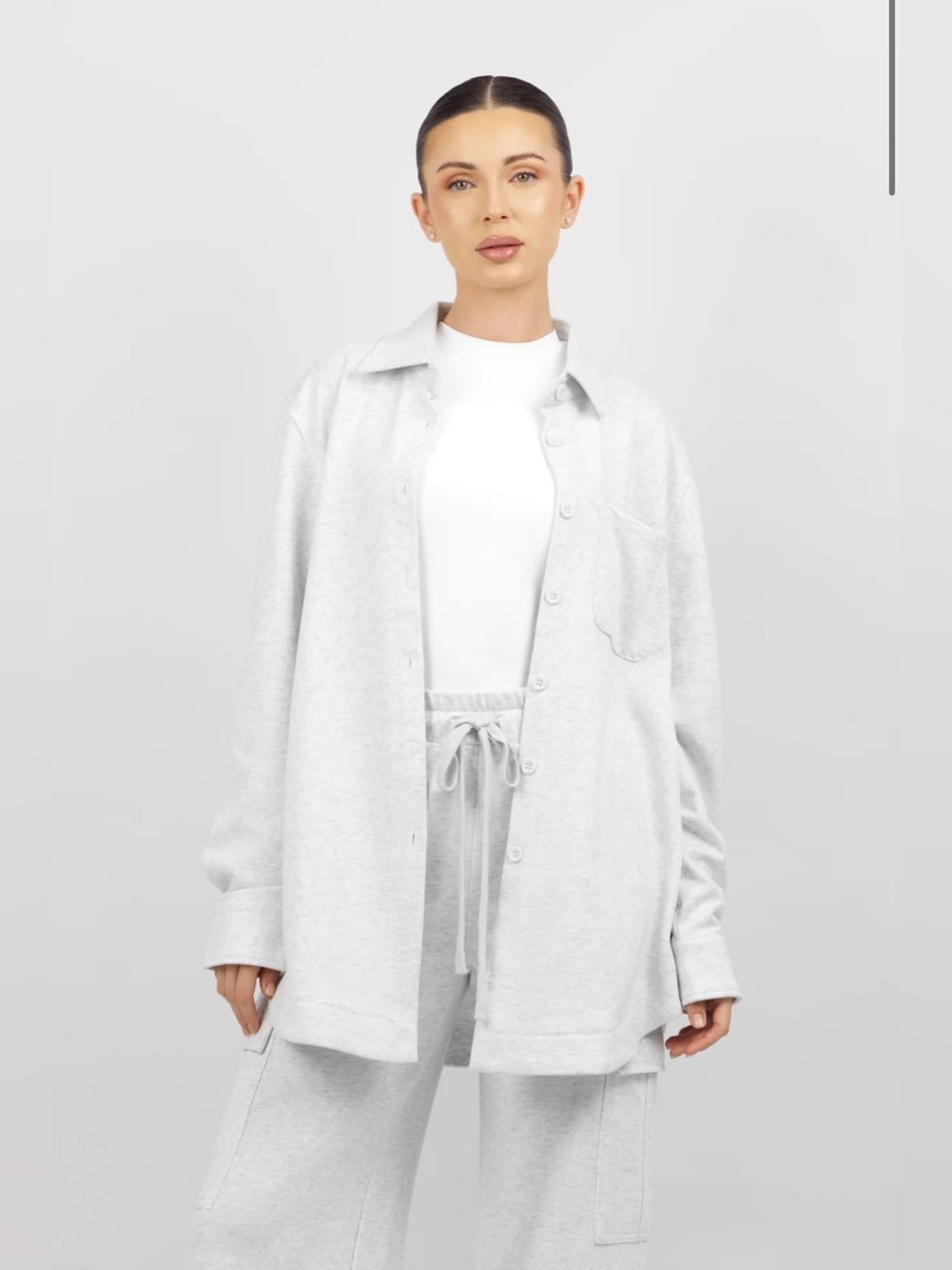 Fares Oversized Cotton Shacket - Cloud (Size L)